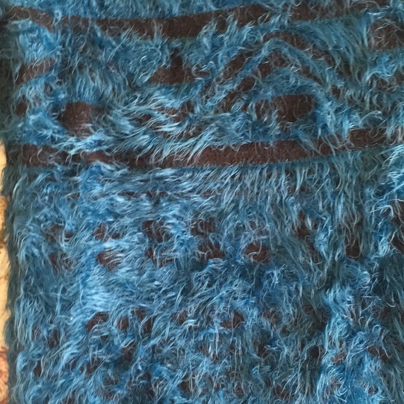 Cookie Monster Style Sweater Royal Electric Blue Size Small Faux fur Super Soft - Picture 2 of 5